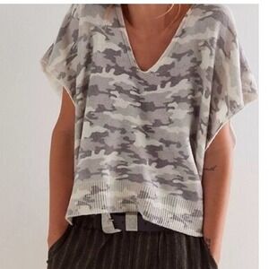 We The Free XS Women's Camo Vest Free People Wool Blend Boho Oversized Slouchy